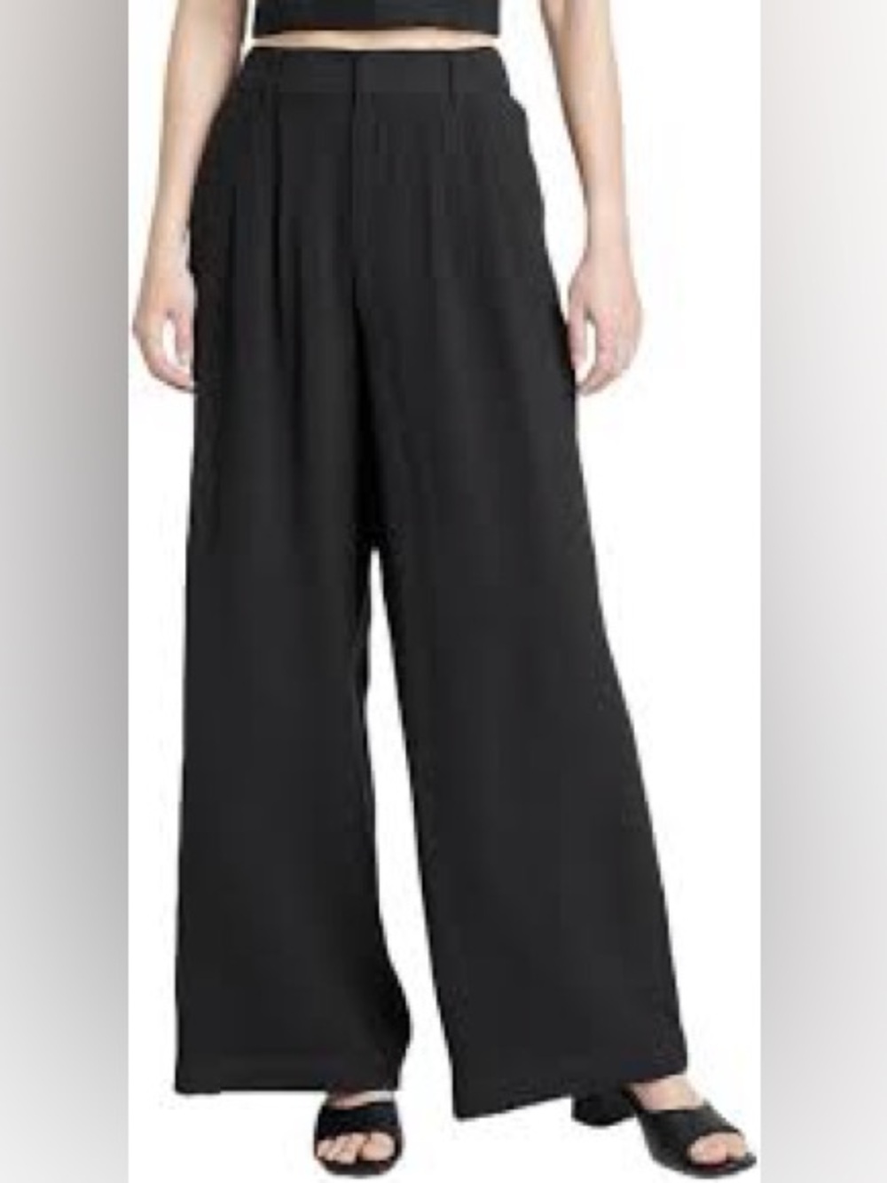 A New Day XXL Women's High-Rise Wide-Leg Pleated Front Black Trousers poly rayon